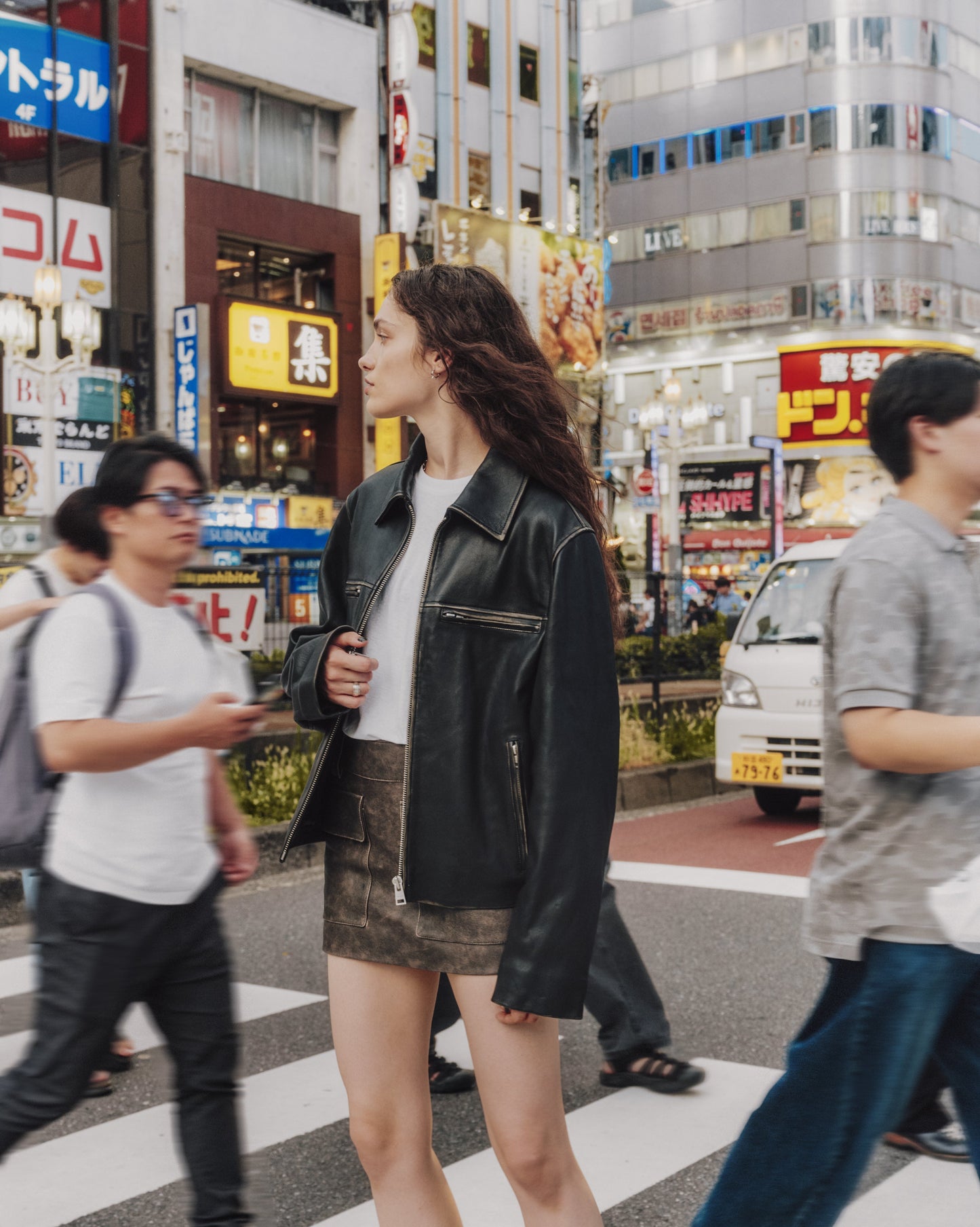 The Black Faded Straight Leather Jacket