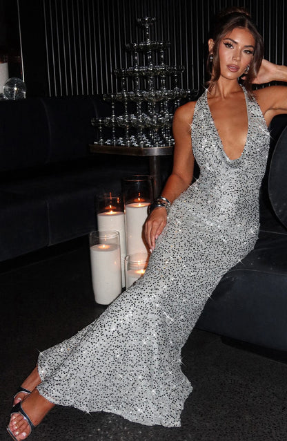 Vestido comprido Lorena - Forro prateado