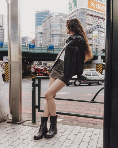 The Black Faded Straight Leather Jacket