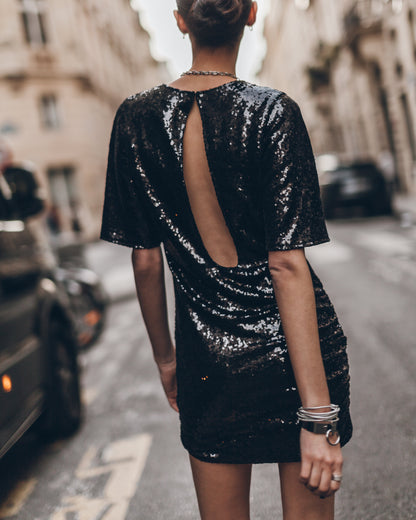 The Black Short Sequin Dress