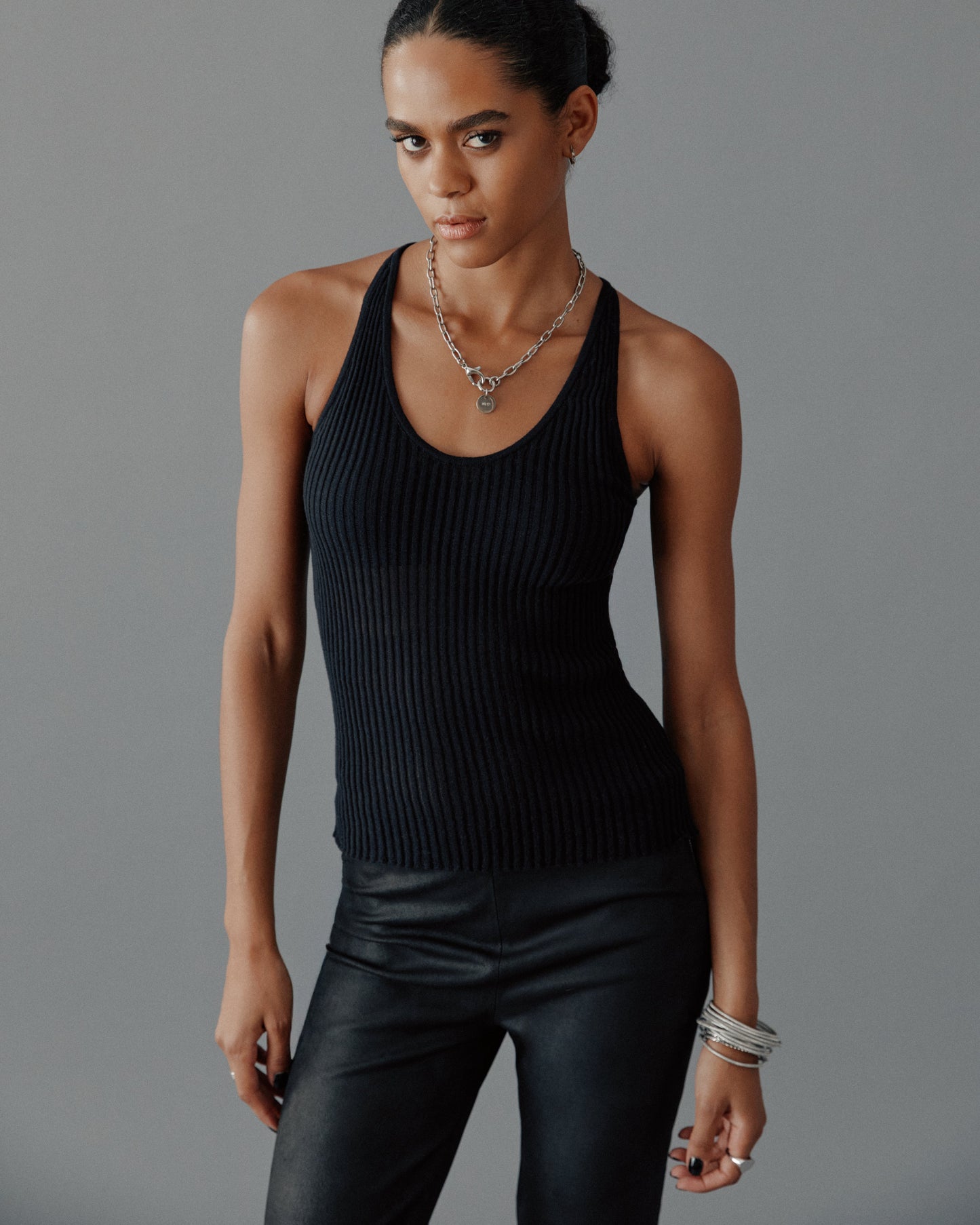 The Black Striped Relaxed Tank Top